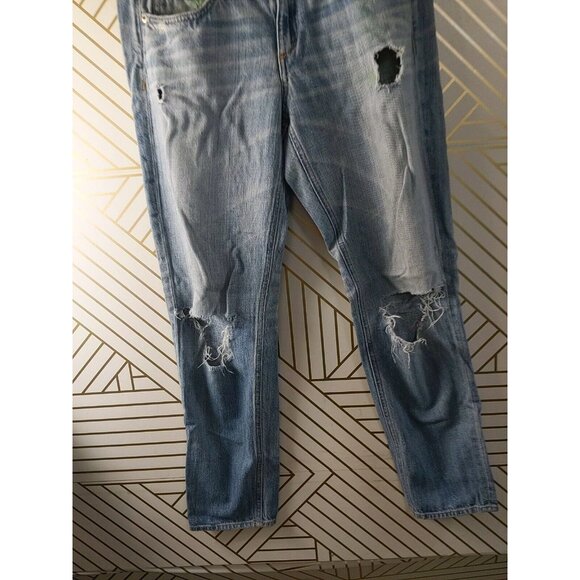 RAG & BONE Women's Boyfriend Jean In Moss Wholes Wash Distressed Size 25 READ - Picture 6 of 12